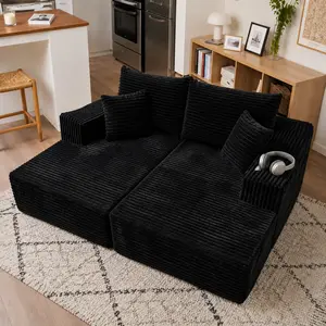 72“ boneless Couch and Co Sectional Sofa, No Assembly Required Modular Couch for Living Room, Modern Deep Seat with High Resilience Foam, Small Space Compressed, Soft Corduroy Fabric, Convertible Lounge Couch for Apartment  Cloud Couch Deep Seating sogood