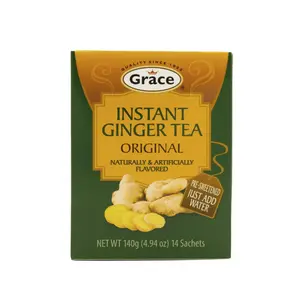 Grace Instant Ginger Tea 14ct - Authentic Jamaican Ginger, Single-Serve Packets, Robust Spicy Flavor, Natural Energy Boost, Soothes Digestion, 14ct Box