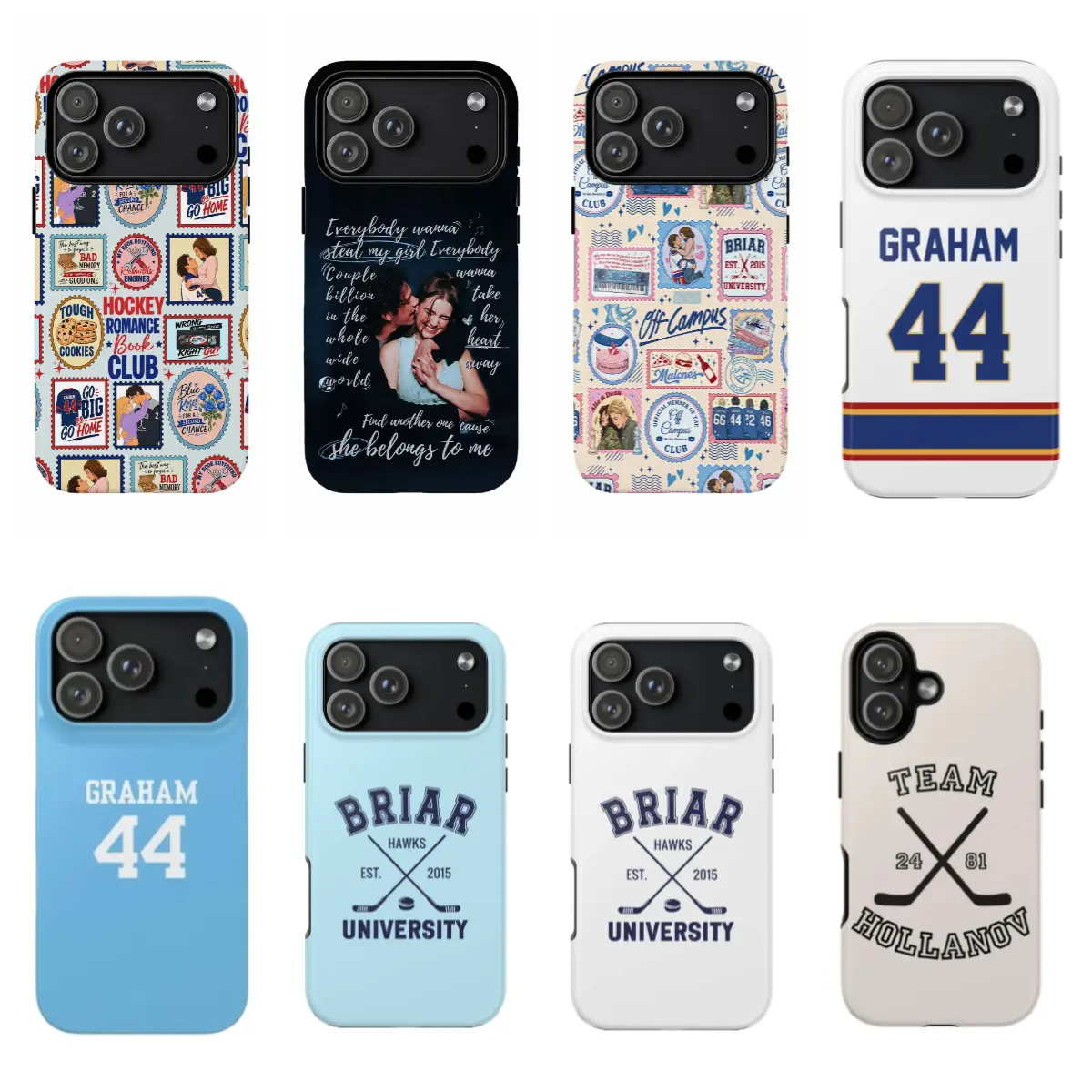 Off Campus Movie Hockey Romance Book Inspired Phone Case for iPhone 12/13/14/15/16/17 Pro Max/Pro Plus/Air - Briar U Graham Tucker Logan Di Laurentis Fan Gift for Her