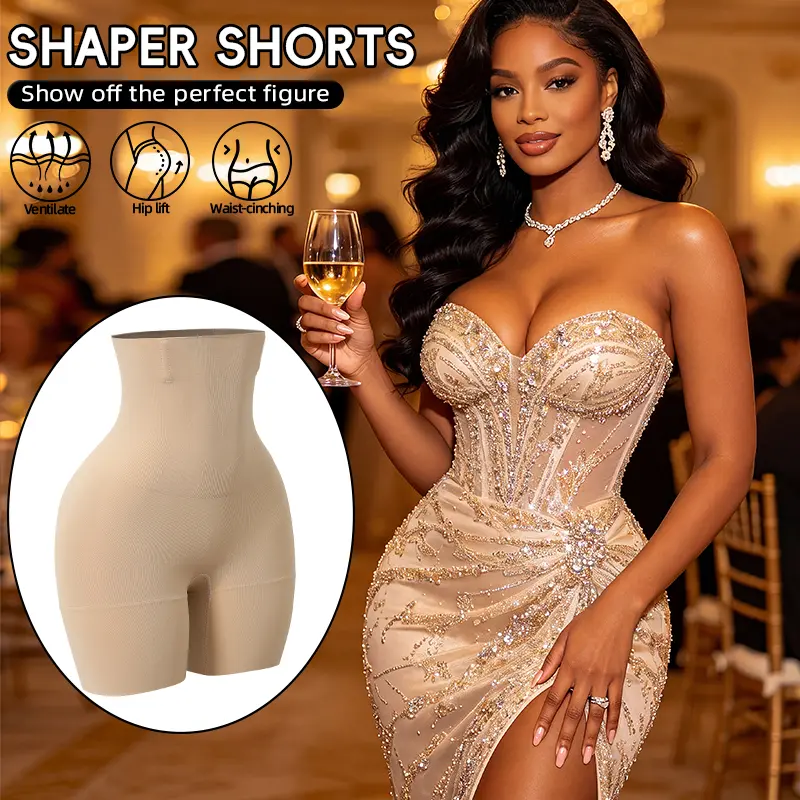 Women's High Waisted Tummy Control Shapewear Shorts  Butt Lifter & Thigh Slimmer Seamless Anti-Roll Body Shaper for Under Dresses & Jeans waist tranier Womenswear Bodysuit