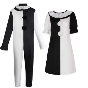 Terrifierr Cosplay Costume 1 Set Female Or Male Horror Carnival Party Skin-Tight Killer Clowns Jumpsuit for Halloween Costume