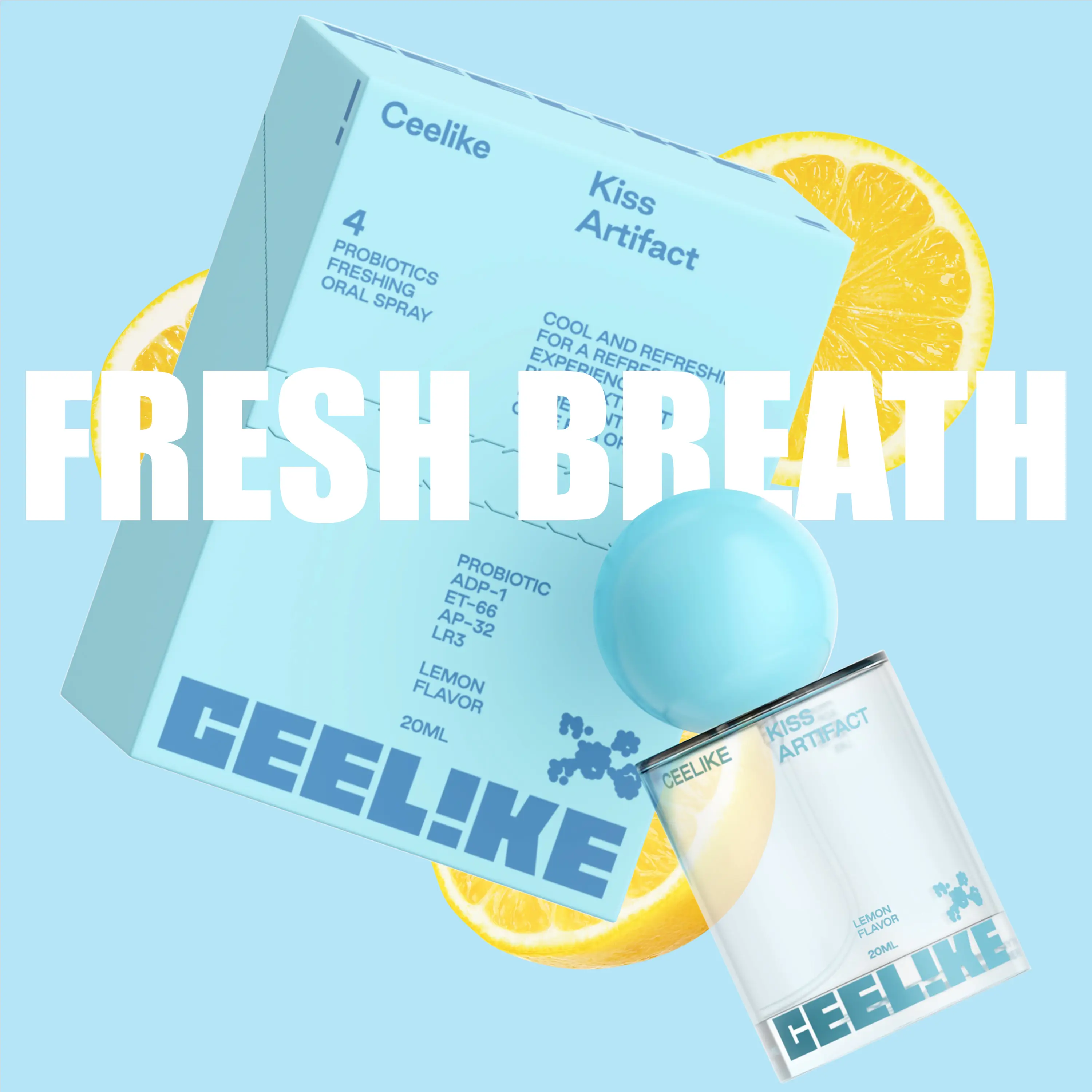 CEELIKE Lemon Oral Spray | 20ml for Long-Lasting Freshness & Oral Health | Sugar-Free & Portable Breath Freshener