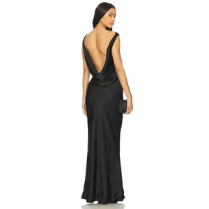 Norma Kamali Sleeveless Low Back Drape Gown in Black