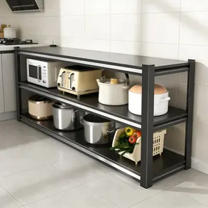 Three-Tier Heavy-Duty Garage Storage Rack 1,500-Pound Steel Adjustable Multi-Purpose Storage Rack Industrial Storage Shelving Black Freestanding Powder-Coated Finish Multi-Purpose Storage Rack