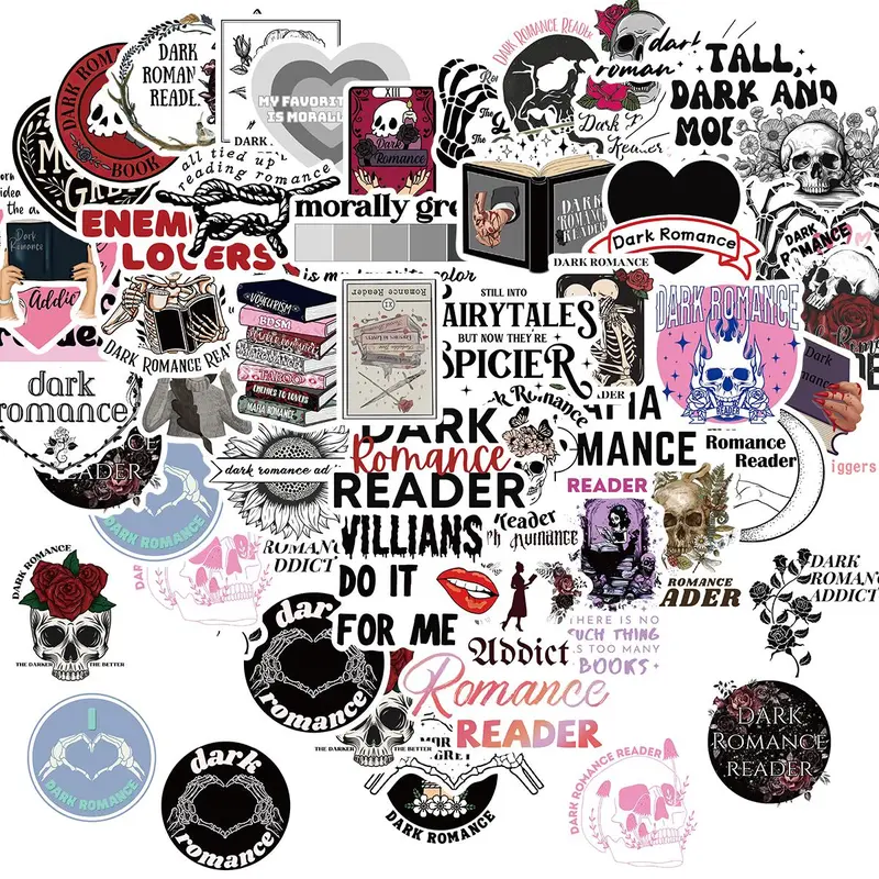Dark Romance Sticker, 50pcs/set Bookish Reading Sticker, Romance Sticker for Adult, Book Lovers Gift, Office Stationery & Supplies