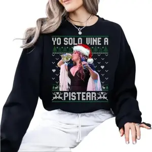 funny spanish christmas sweatshirt, yo solo vine a pistear ugly christmas sweater, festive drinking holiday sweater for women men, cute trendy gift idea