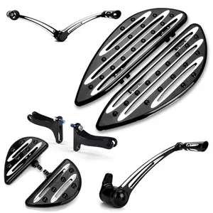 Ness Deep Edge Cut Driver Floorboards Heel Toe Shift Lever Brake Lever Passenger Footrest for Electra Glide Flht Street Glide Flhx 2014-Up Touring Models