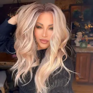 AISOM Elise Apricrown Free Part 13x4 Lace Front Wig with Scandinavian Heat Friendly Women's Wig Long Wave 22"Natural Looking