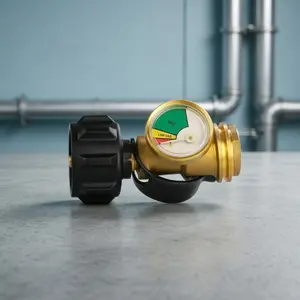 Propane Level Gauge Brass Propane Tank Monitor 5-40lb Tanks QCC1 Type 1 Connection for RV Camper Heater Fire Pit Grill Heavy Duty
