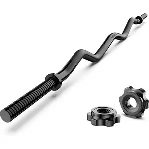 47" EZ Curl Bar Weight Lifting Bar, 1-inch Curling Bars for Weight lifting, Barbell bar for Hip Thrusts/Squats/Lunges for Gym and Home, With 2 Star Double Risk Star-nuts (220lb Weight Capacity)