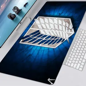 Attack on Titan Anime Gaming Mouse Pad, 80x30CM Non-Slip Thick Extended Desk Mat, Kawaii E-Sports Keyboard Accessories for PC Laptop Gamers