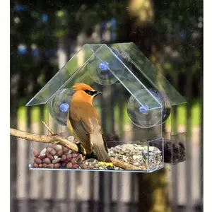 Acrylic Close-Up Window Bird Feeder, Transparent House Design, Get Up-Close with Birds, Perfect for Bird Watching, Indoor & Outdoor Use