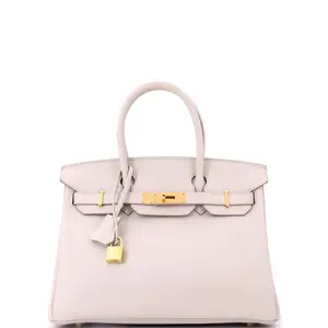 Pre-owned HERMÈS Leather Tote Bags REBAG Hermes Birkin Handbag Light Togo with Gold Hardware 30 by Rebag