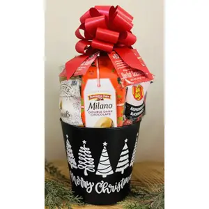 Small Merry Christmas Gift Tin Basket - Gourmet Treats & Festive Snacks