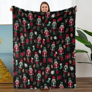 Beautiful Christmas Pattern Blanket with 3D Visual Effect, Handmade Soft Warm Comfortable Gift for Friends Family, Perfect for Any Season