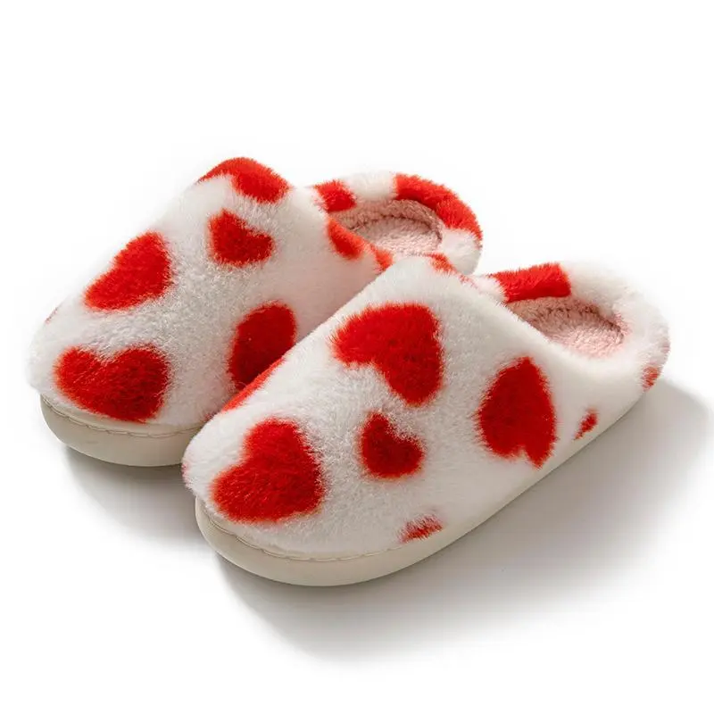 Christmas Warm Cotton Slippers/Valentine's Day Warm Cotton Slippers/Long Pile Cotton Slippers - Couple Unisex Plush Shoes, High Cotton Content, Warm Cozy Fuzzy, Non-Slip Sole, Indoor Outdoor Wear for Autumn Winter.