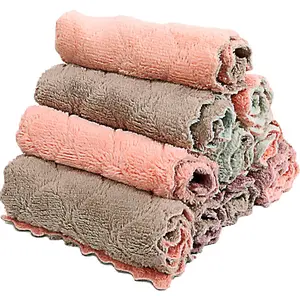 10 Pack Kitchen Microfiber Dish Towels Super Absorbent Coral Velvet Non-Stick Oil Quick Dry Soft Cleaning Cloths for Dish and Table Cleaning