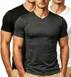 1-3pack Men's Summer Ice Cool V Neck Loungewear T-Shirt High Stretch Smooth Breathable Quick Dry Moisture Wicking Casual Top