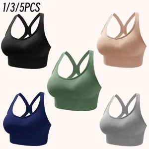 1/3/5PCS/ EssElegance Women's Criss Cross Cut Out Wireless Lingerie Top, Basic Solid Color Push Up Tank Top, Summer Bralette, Lingerie for Women, Push Up Bra, Bras for Women, Everyday Lingerie Top for Lady, Fall Wear, Fallfreshness