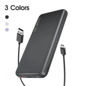 10000mAh Mobile Power Bank USB-C Input Output PD20W Fast Charging Slim Portable Smartphone Charger Compatible with iPhone iPad & More Devices