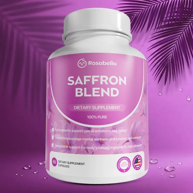 Rosabella 3-Pack Saffron Blend - For Positive Mood & Stress Support - Vegan Gluten-Free with Gentle
