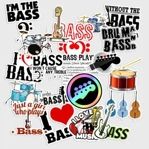 Sticker Pack 20 pcs Music Instrument Vinyl Stickers, Guitar Bass Drum Waterproof Decals