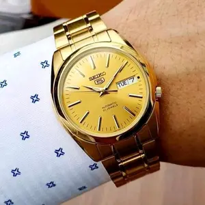 Brand New Seiko 5 All Gold Automatic stainless steel Watch men's s classic Watch SNKL48K1