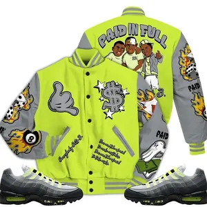 Max 95 OG Big Bubble Neon Outfits Varsity Jacket, Money Paid In Full Unisex T-Shirts To Match Sneakers, Streetwear Style Urban