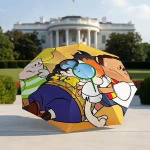 Captain Underpants Cartoon Print Umbrella, portable and foldable design, 8 ribs, a casual accessory for Halloween, Christmas, and birthday gifts. Y251203026