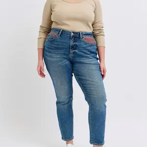 Judy Blue High Waist Slim Fit Plaid Patch