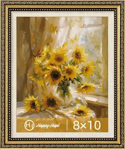 Happyhapi 8X10 Picture Frame Gold, Vintage Picture Frames for Wall or Tabletop Display, Antique Photo Frame for Wall Décorretro Home Decor, 1 Pack HappyHapi