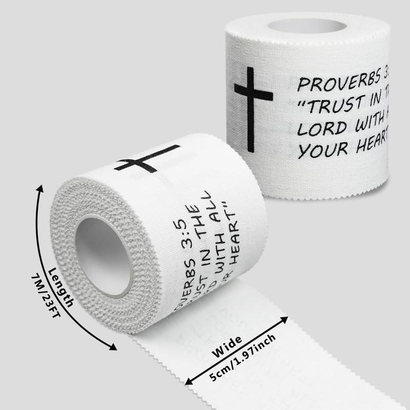 2 Pcs Cross Tape Christian Athletic Tape Wrap Tape 2 Inch X 23 Feet Cotton sports Wrist Wrap for Soccer Football Baseball Gymnastics Boxing Christian Church Gifts First Aid Injury Wrap