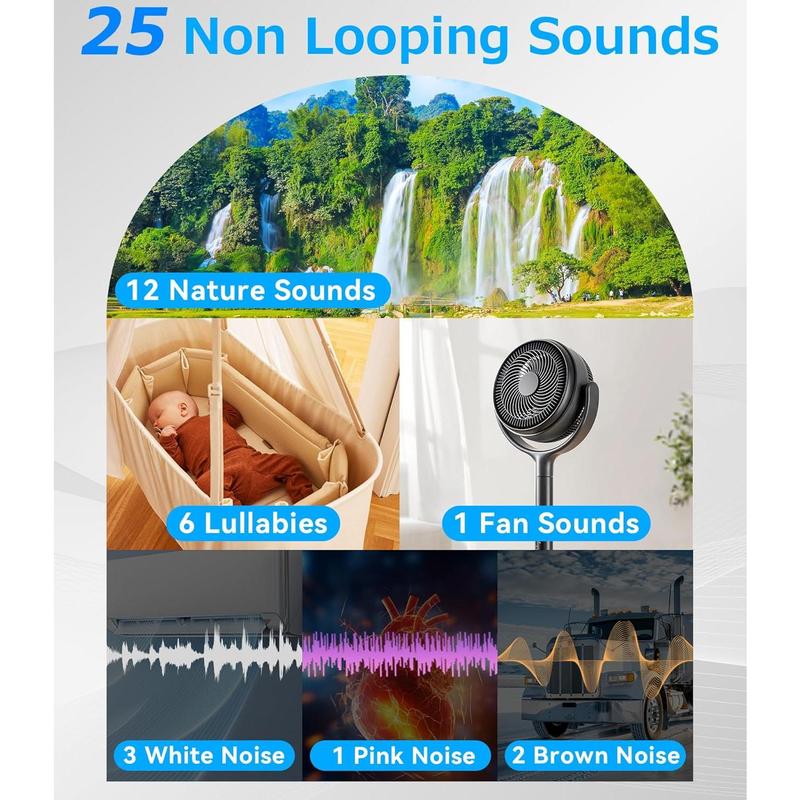 Sound Machine Alarm Clock for Sleep: Digital Alarm Clocks for Bedrooms, 25 Soothing Sounds, 7 Gentle Wake-up Sounds, 16 Adjustable Volume & Timer, Memory Function (Gray)