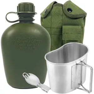 Portable Tactical Kettle Set Multi-Functional, Lightweight PE Material, Narrow Mouth, Anti-Shatter | Includes Spoon, Safe for Water Up to 80℃, for Outdoor Camping, Military, Sports - Home Improvement.