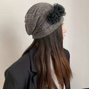 Three-dimensional flower knitted hat stacking hat pullover hat head hat