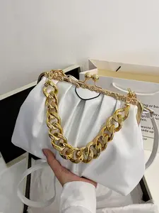 Women's Elegant Chain Strap Crossbody Bag, Fashionable Solid Color Shoulder Bag for Daily Used, Casual Trendy Versatile High-quality Daily Commuting Bag, Elegant Bags, Casual Trendy Purses