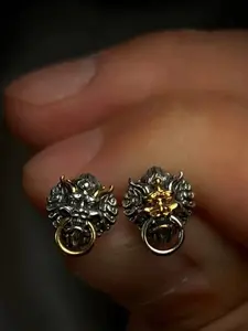 Vintage Chinese Style Lucky Beast Earrings, Unisex God Animal Ear Rings, Party Jewelry for Men and Women, Unique Fashion Accessory
