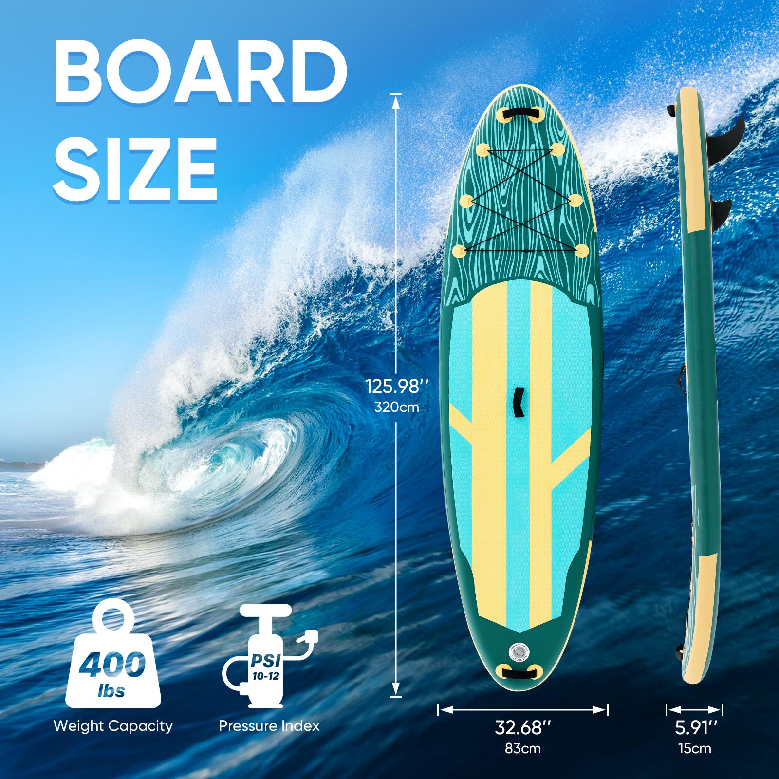 10.5ft Inflatable Stand Up Paddle Board 125.9"×32.6" | 400lbs Weight Capacity | Beginner Friendly SUP with Premium Accessories for Lakes, Rivers & Ocean