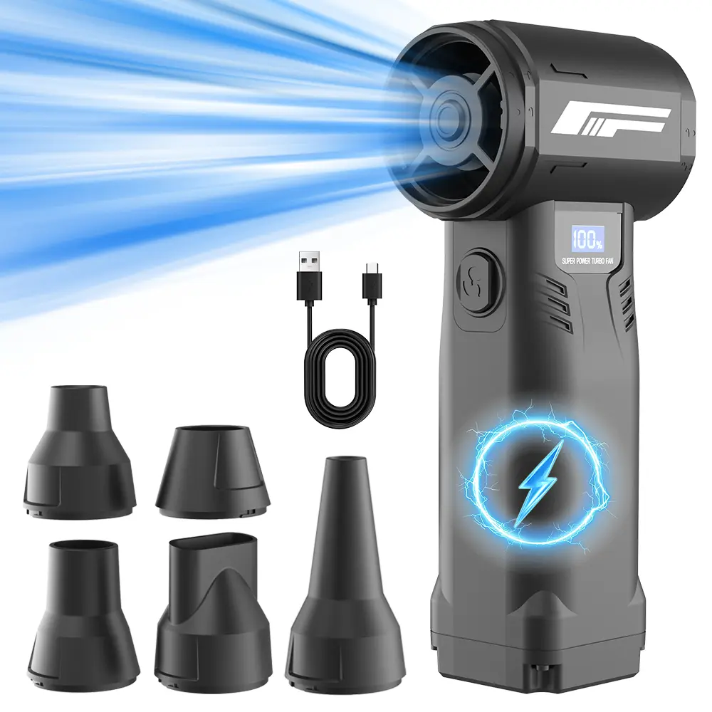 Cordless Compressed Air Duster with LED Lights, 130000RPM Brushless Super Power Blower, Rechargeable 3-Gear Adjustable Dust Removal Tool for Computer/Cars