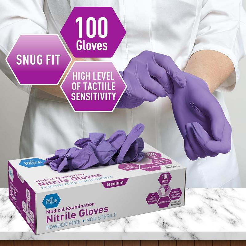 MedPride Iris Blue, Powder Free Nitrile Exam Gloves, Small, Medium, Large Box/100