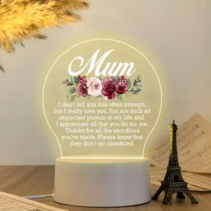 Acrylic Night Light Gift for Mother, Daughter Son Present, Thank You Gift, Birthday Christmas Memorial Desk Lamp