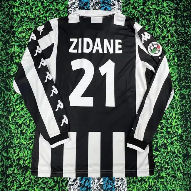 99-00 Juventus Home 21 Zidane Long Short Sleeve Jersey Vintage