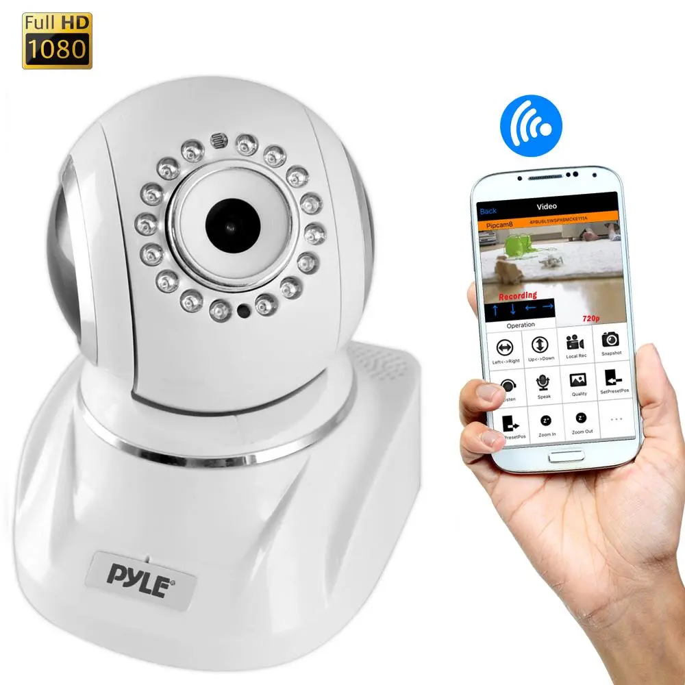 Indoor Wireless IP Camera - Remote Monitoring, HD 1080p, Night Vision, White security camera