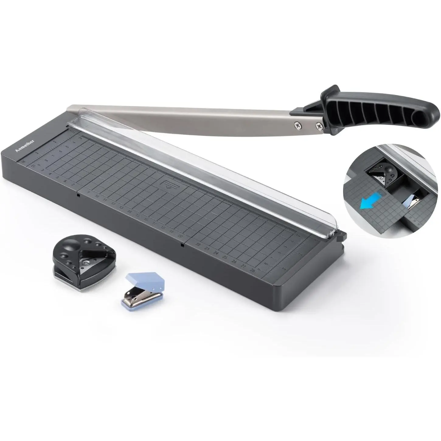 12" Guillotine Paper Cutter,Accurate Paper Trimmer Cutting with Safety Guard & Blade Lock, 8 Sheet Capacity, Portable Heavy Duty Paper Cutter for Cardstock,Label,Vinyl & Photos
