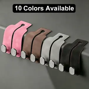 Car Hook, Car Seat Back Storage Hook,Car Seat Headrest Hook,Car Hooks for Purses and Bags, Purse Holder for Car, Leather Car Seat Back Storage Hook Double Hook Car Seat Hangers Organization Accessories