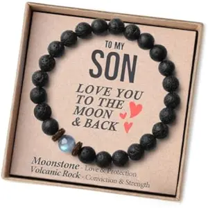 Handmade Gifts for Boys/Men-Love/Strength-Natural Gemstone Bracelet for Son Grandson Dad Boyfriend Husband Brother Nephew Uncle