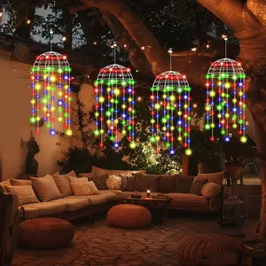 4pcs Solar Hanging Outdoor Lights, Wind Chime Decorative Lamp, Outdoor Garden Lantern, Romantic Valentine's Day Atmosphere, 8 Lighting Modes, Garden Patio Yard