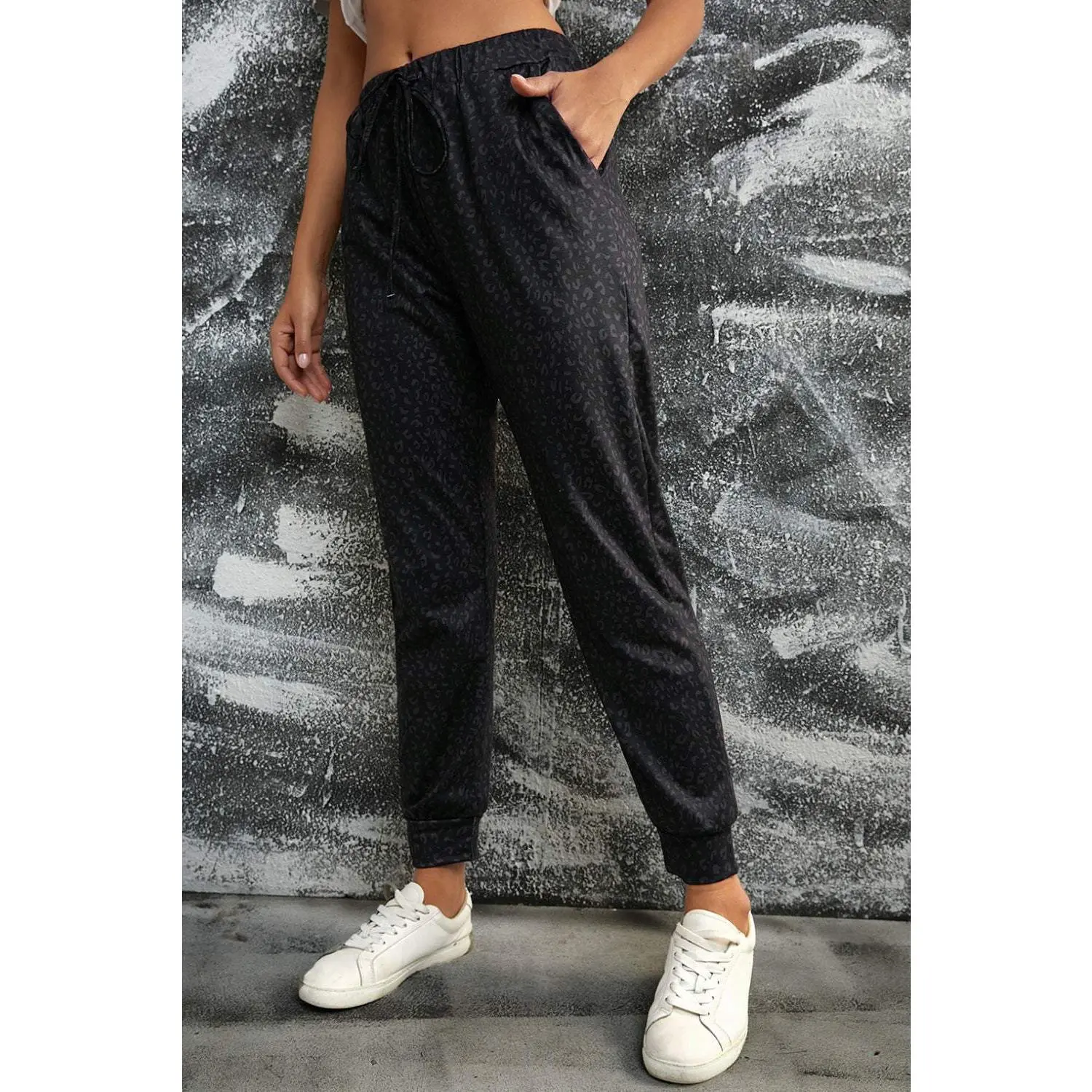 Leopard Print Joggers with Pockets