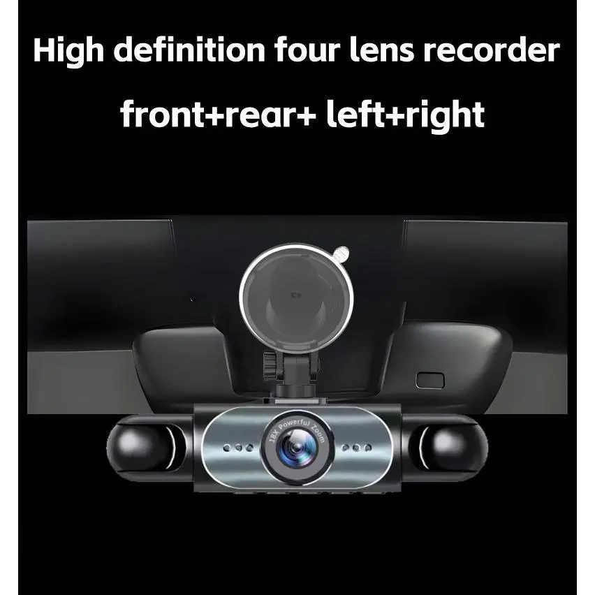 4 Channel 1080P Night Vision Dash Cam, Car Video DVR Recorder with 64GB Memory Card