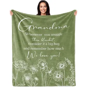 Grandma Gifts, Gifts for Grandma, Best Present for Grandmother Birthday, Gifts Ideas for Grandmother, Great Nana Present for Mimi Granny Gigi from Grandkid 60"X50" Blanket, Printed on One Side with a Plain White Back, Halloween Thanksgiving Christmas Gift